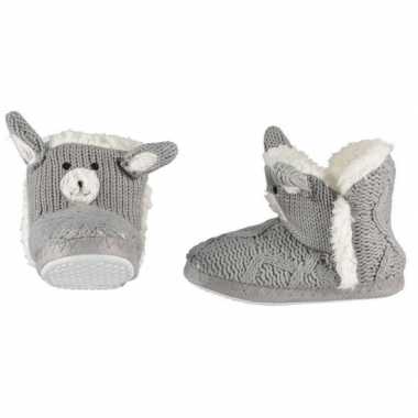 Grijze sloffen/pantoffels konijntje/haasje voor meisjes