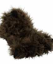 Bruine monsterpoten pantoffels voor kinderen