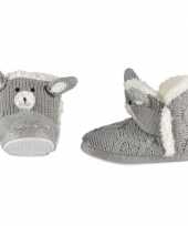 Grijze sloffen pantoffels konijntje haasje voor meisjes